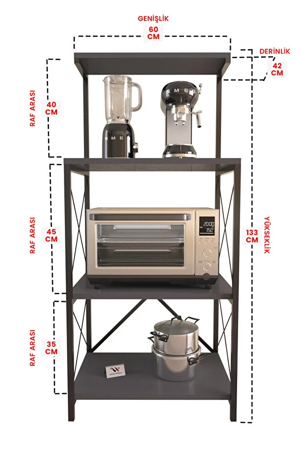 Mutfak Bangosu Çok Amaçlı Organizer Dolap – Antrasit